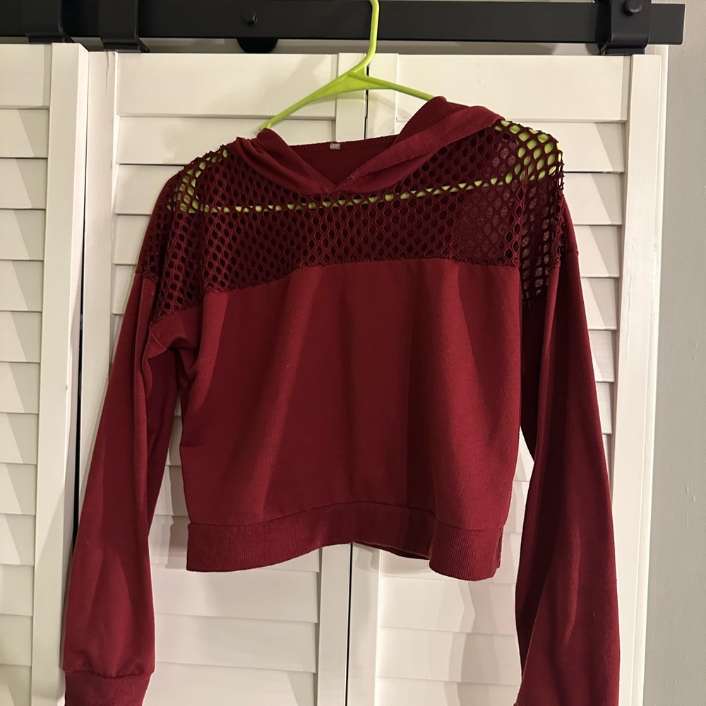Burgundy Mesh Hoodie